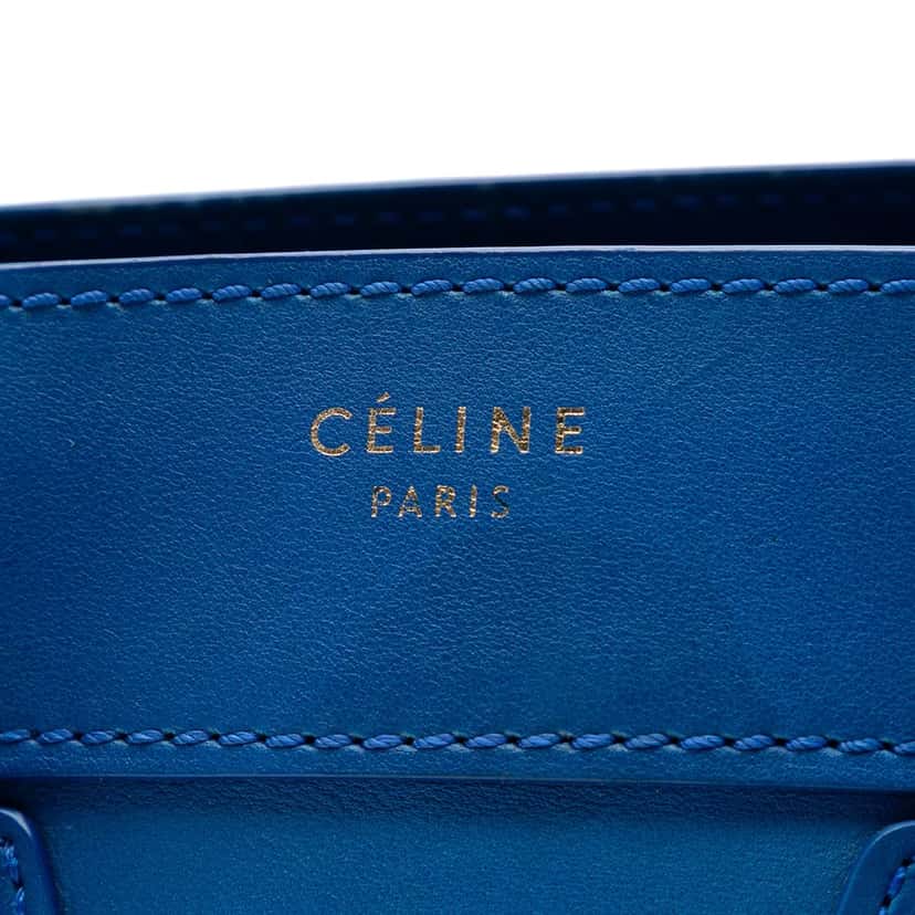 Celine Micro Smooth Calfskin Luggage Tote Blue Leather Very good condition - Box View