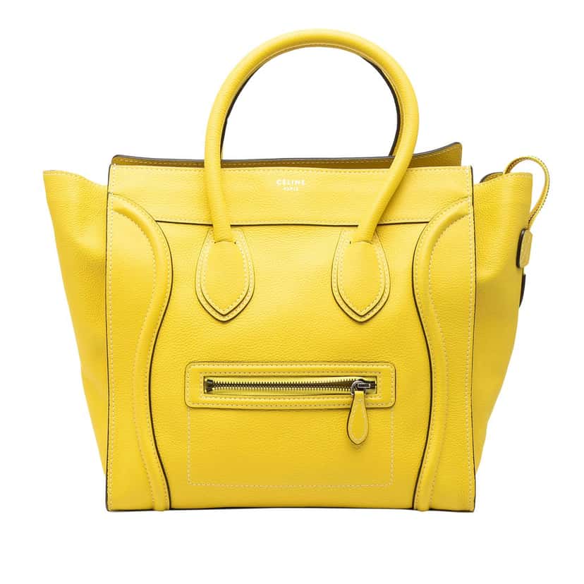 Celine Mini Calfskin Luggage Tote Yellow Leather Very good condition - Front View