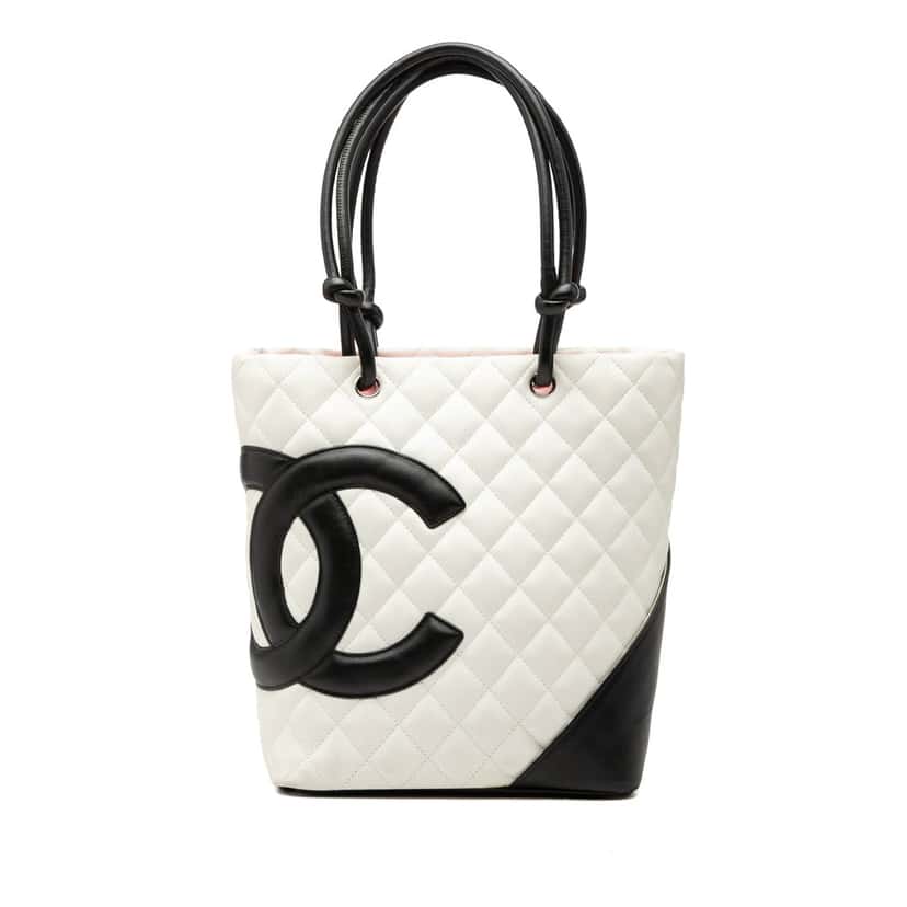 Chanel Medium Quilted Calfskin Cambon Ligne Tote White Leather Very good condition - Front View