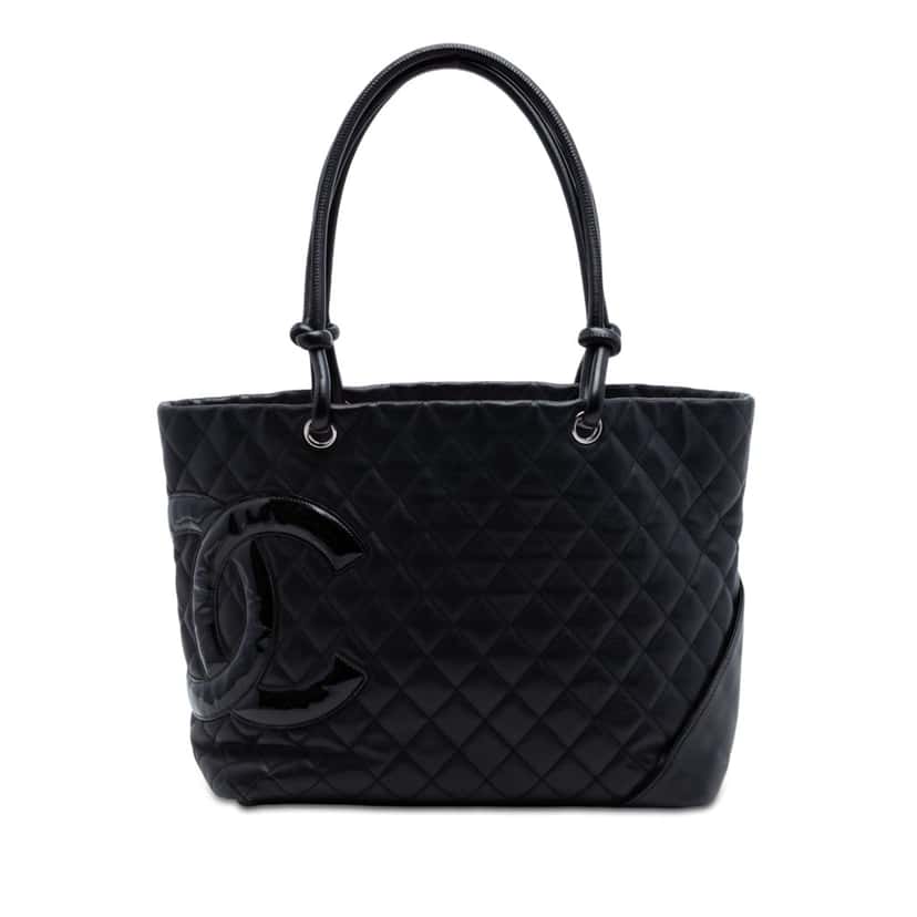 Chanel Large Lambskin Cambon Ligne Tote Black Leather Very good condition - Front View
