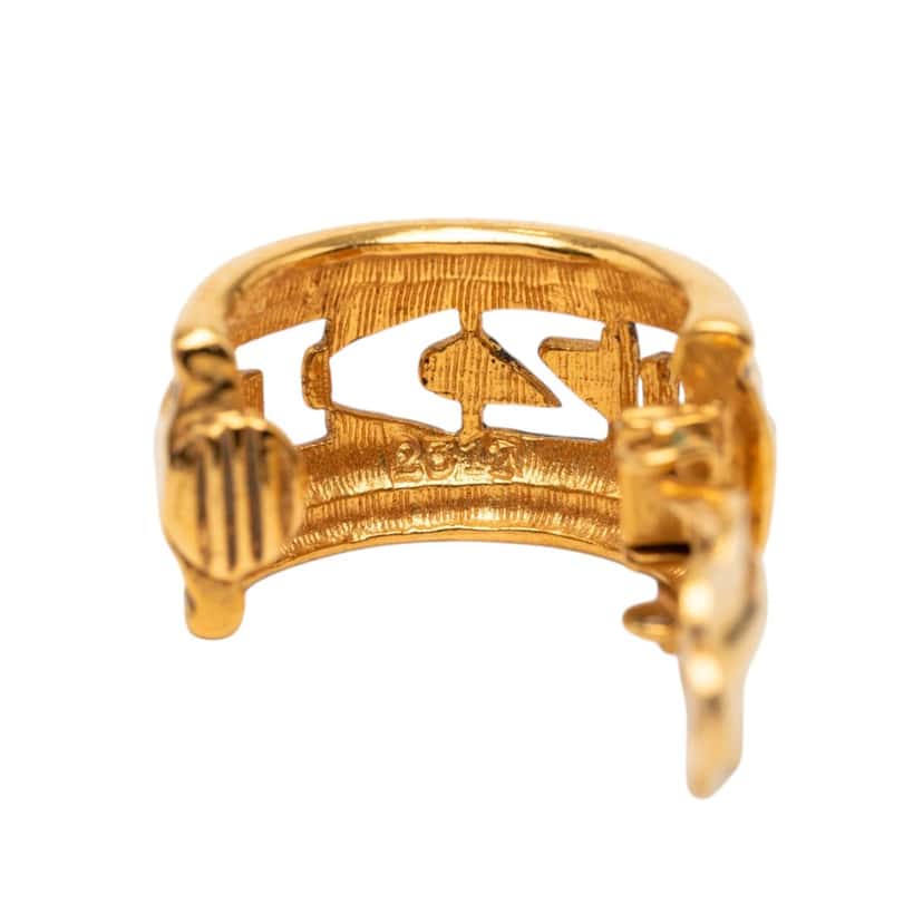 Chanel Gold Plated Logo Hoop Clip On Earrings Gold Metal Very good condition - Box View