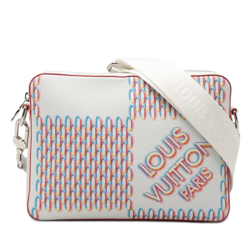 Louis Vuitton Damier Spray Trio Messenger Bag White Leather Very good condition - Front View