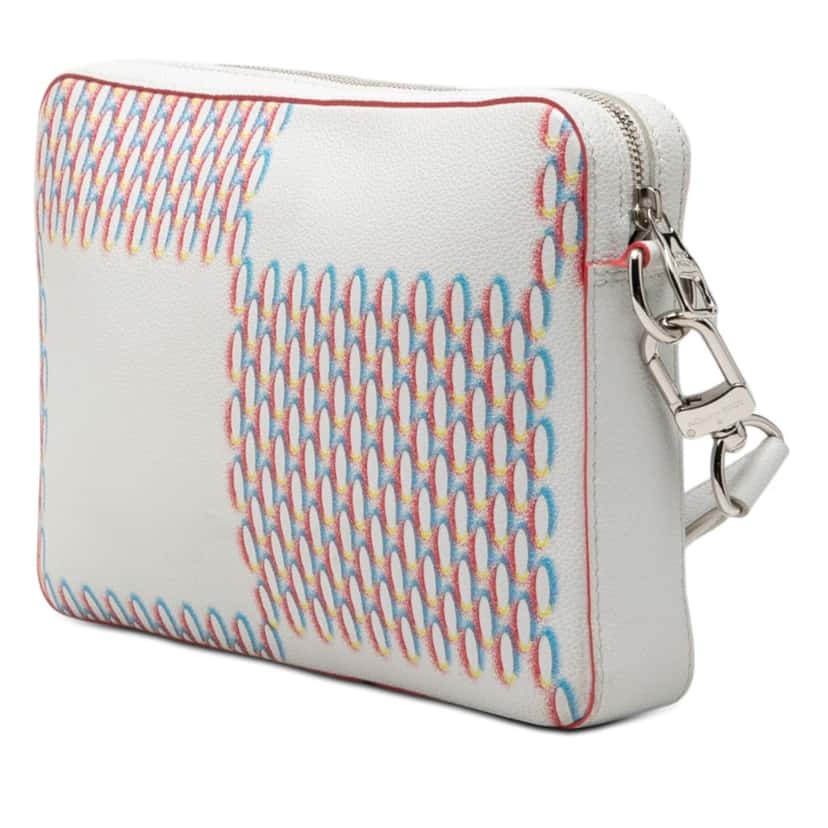 Louis Vuitton Damier Spray Trio Messenger Bag White Leather Very good condition - Back View
