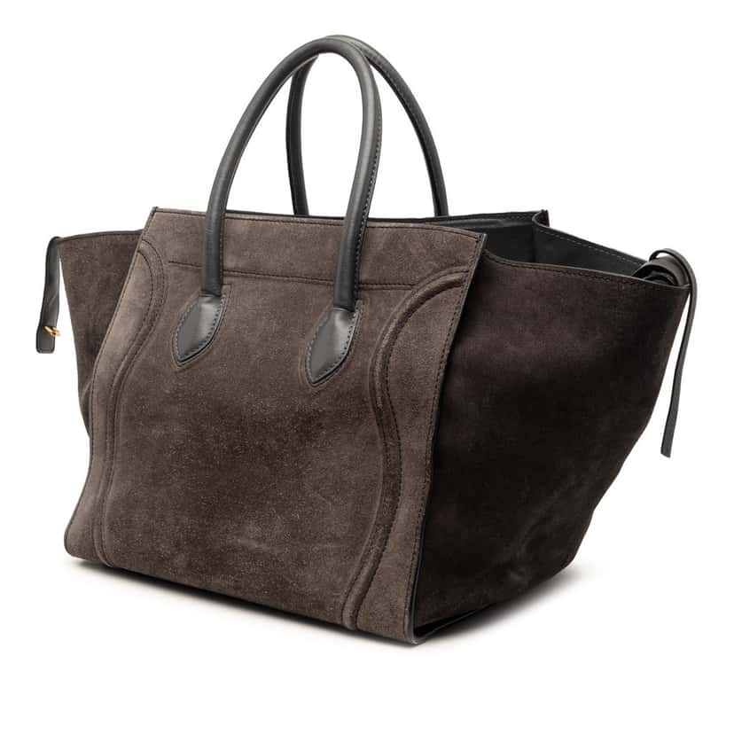 Celine Medium Suede Phantom Luggage Tote Brown Leather Good condition - Back View