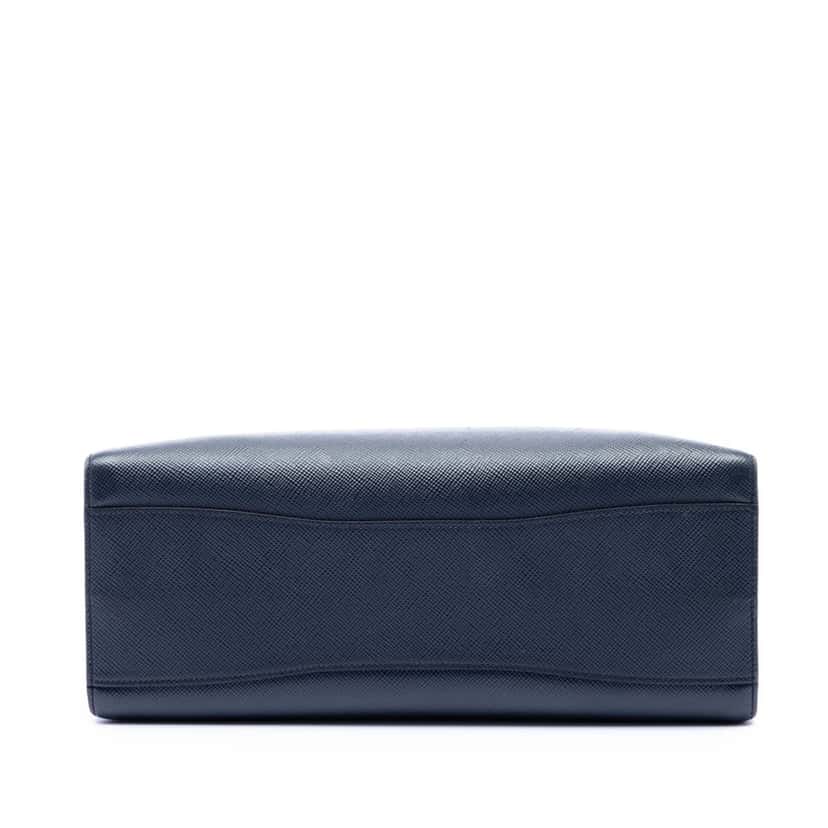Prada Medium Saffiano Bibliotheque Satchel Blue Leather Very good condition - Inside View