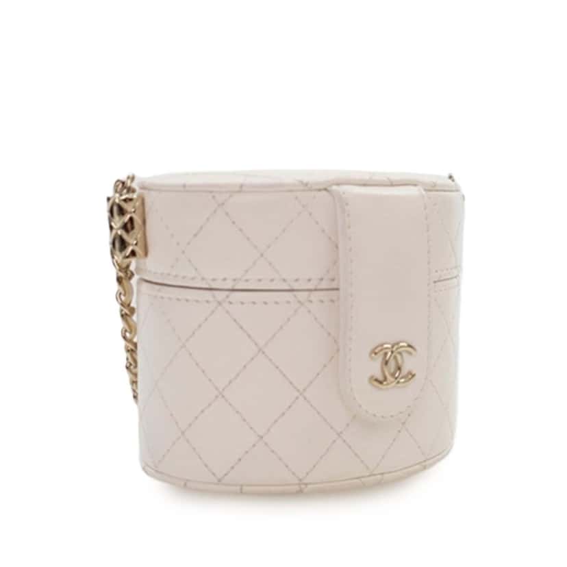 Chanel Mini Quilted Lambskin CC Allure Vanity Case White Leather Very good condition - Inside View