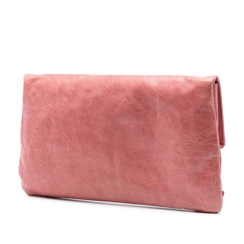 Balenciaga Lambskin Motocross Classic Envelope Clutch Pink Leather Very good condition - Back View
