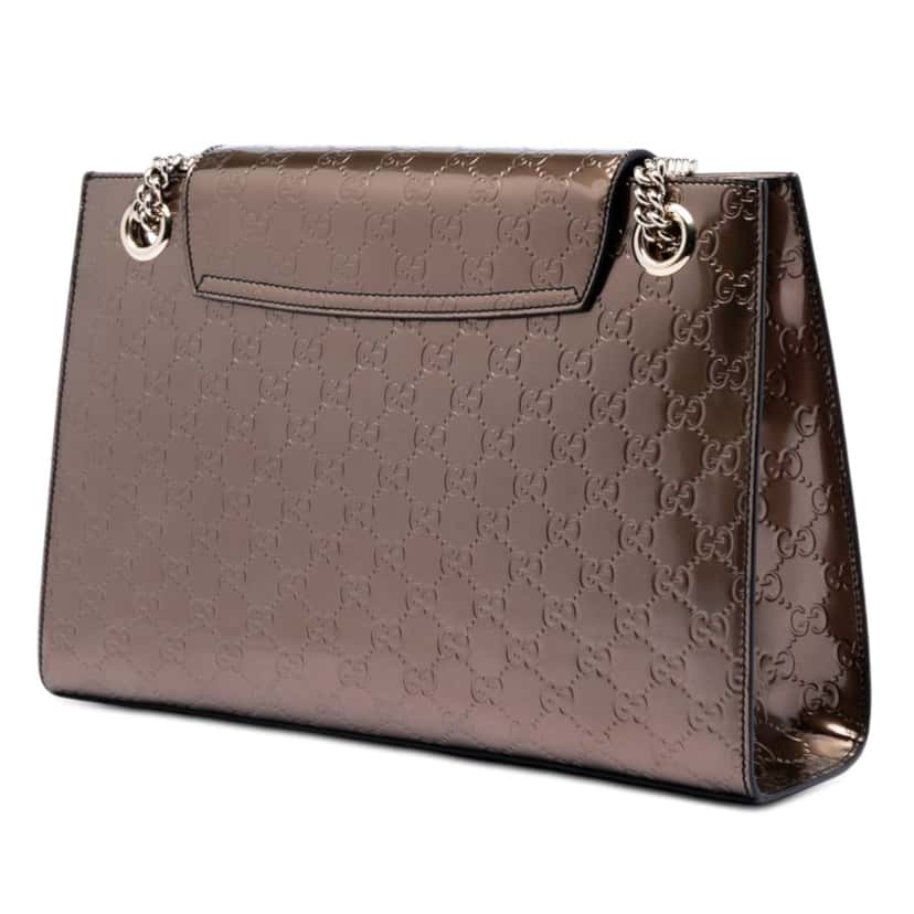 Gucci Large Guccissima Emily Shoulder Bag Brown Leather Very good condition - Back View