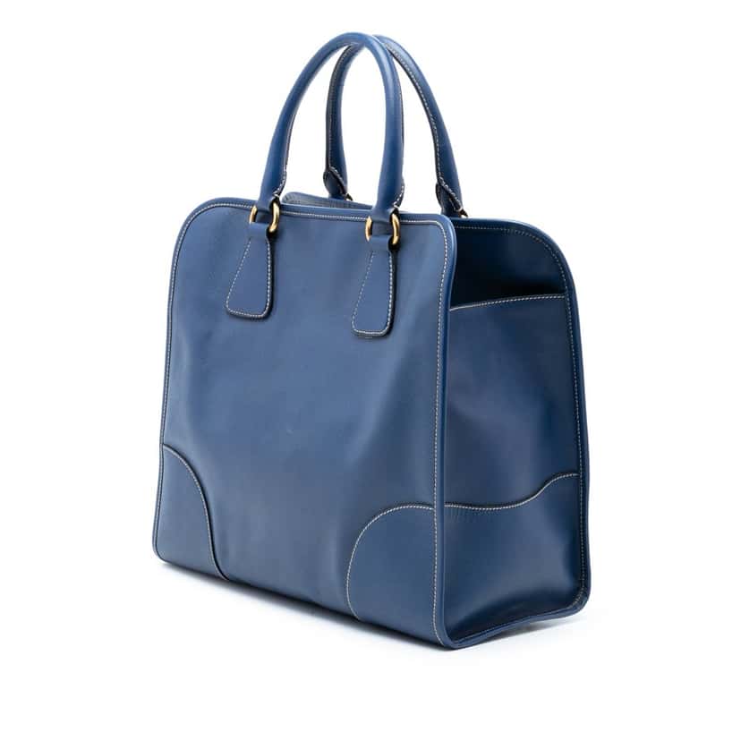 Prada Saffiano Lux Shopping Tote Blue Leather Very good condition - Back View