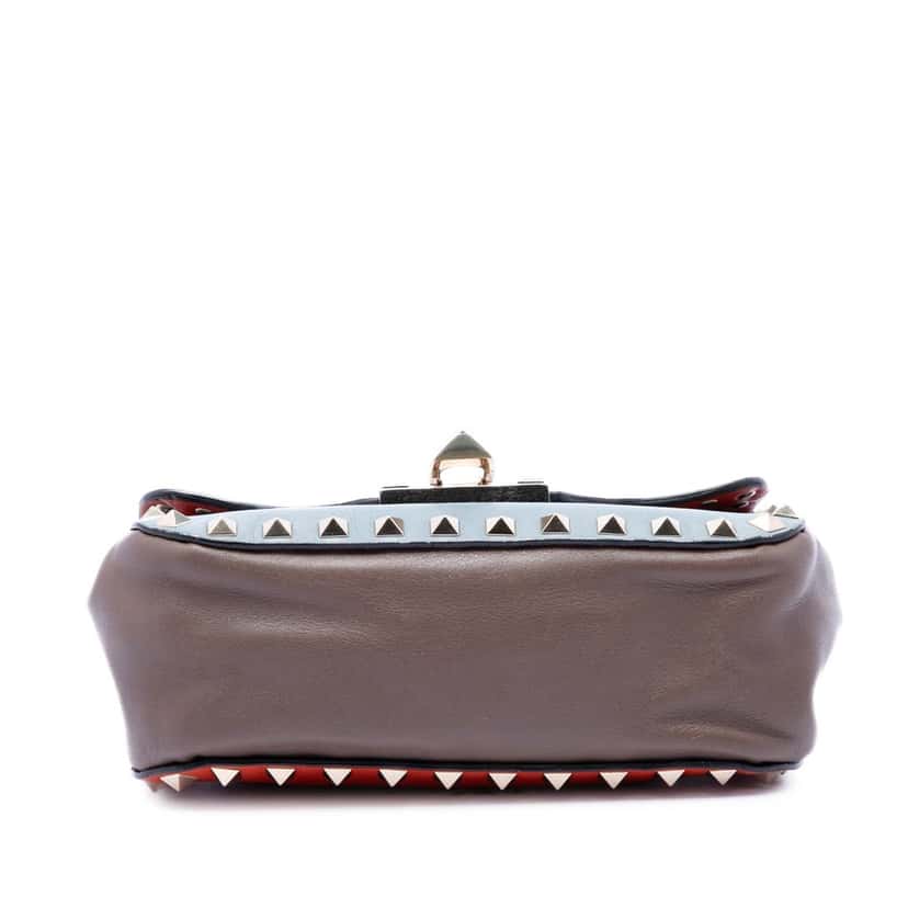 Valentino Tricolor Leather Rockstud Flip Lock Flap Red Leather Very good condition - Inside View