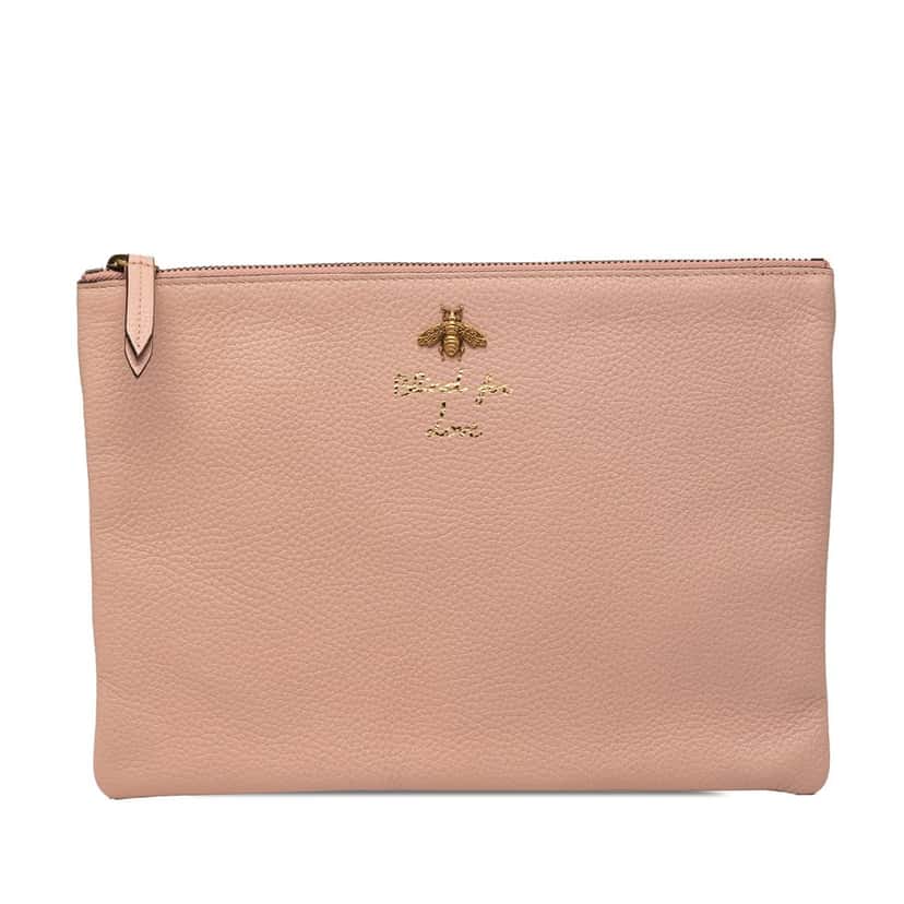 Gucci Leather Blind For Love Clutch Pink Leather Very good condition - Front View