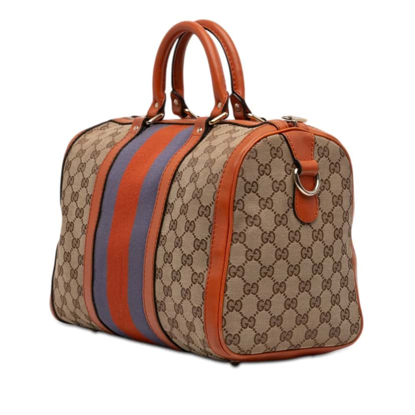 Gucci Medium GG Canvas Web Joy Boston Bag Beige Very good condition - Back View