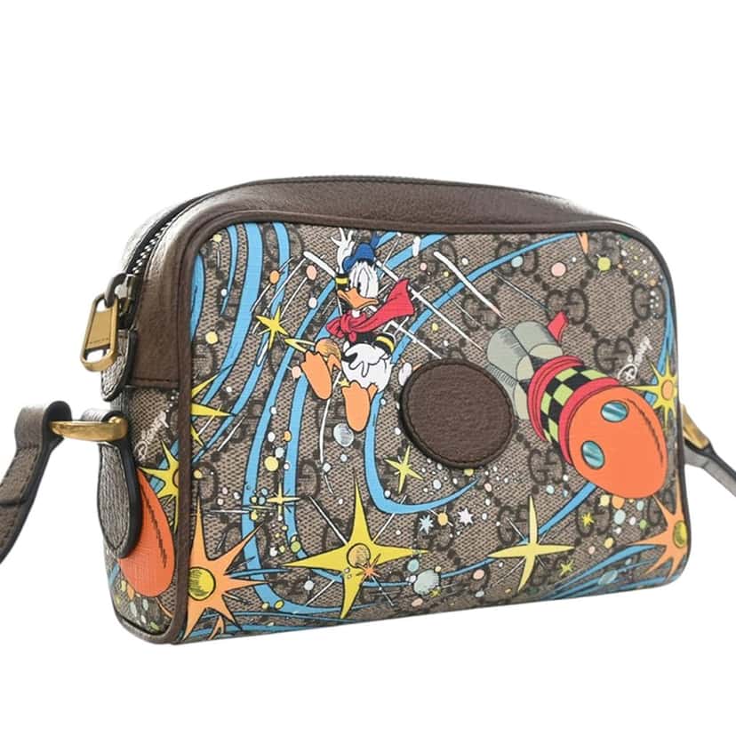 Gucci Disney GG Supreme Interlocking G Donald Duck Crossbody Beige Very good condition - Back View