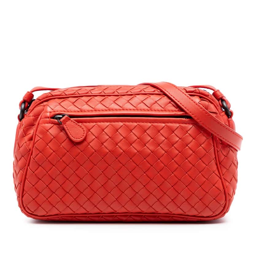Bottega Veneta Nappa Intrecciato Crossbody Red Leather Very good condition - Front View
