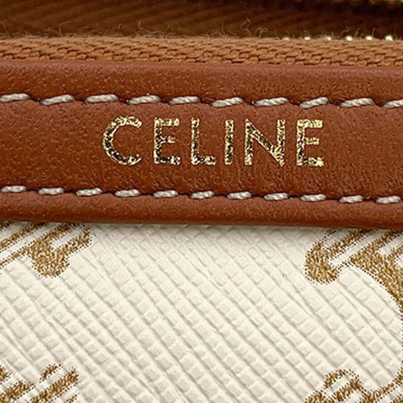 Celine Triomphe Coated Canvas Clutch On Chain White Very good condition - Box View