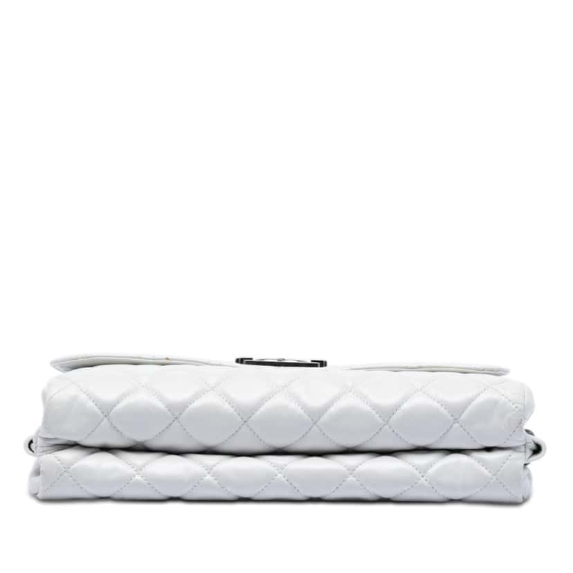 Chanel Quilted Glazed Calfskin Soft Boy Flap White Leather Very good condition - Inside View