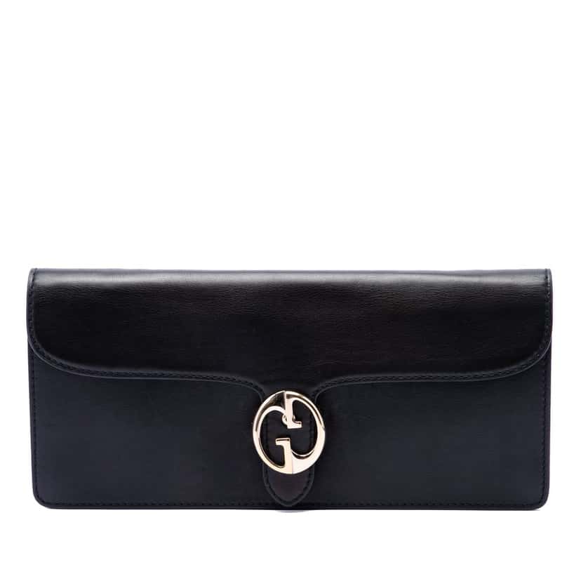 Gucci Calfskin 1973 Clutch Black Leather Very good condition - Front View