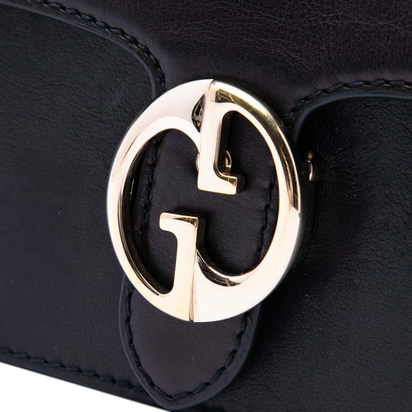 Gucci Calfskin 1973 Clutch Black Leather Very good condition - Box View