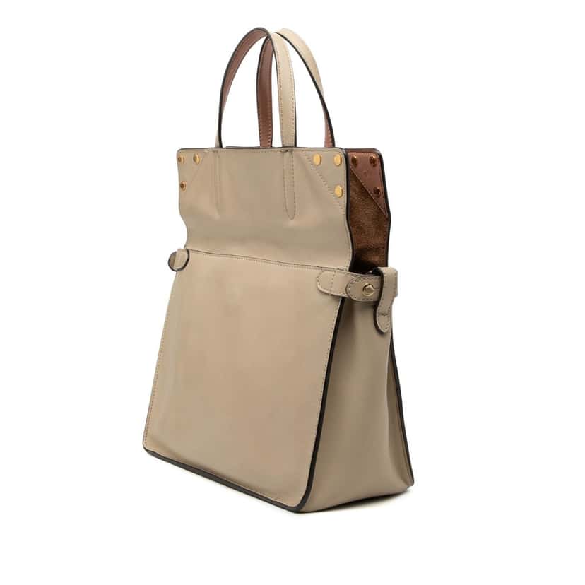 Fendi Vitello Grace and Suede Flip Satchel Beige Leather Very good condition - Back View