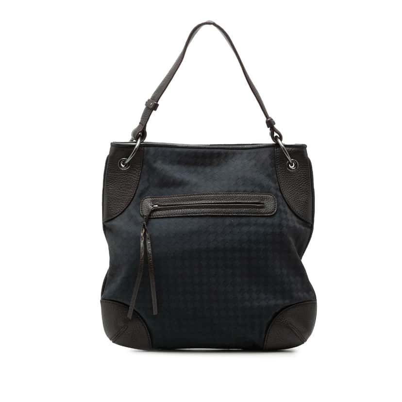 Bottega Veneta Intrecciato Canvas and Leather Hobo Blue Very good condition - Front View