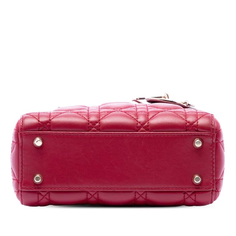 Dior Mini Lambskin Cannage Lady Dior Red Leather Very good condition - Inside View