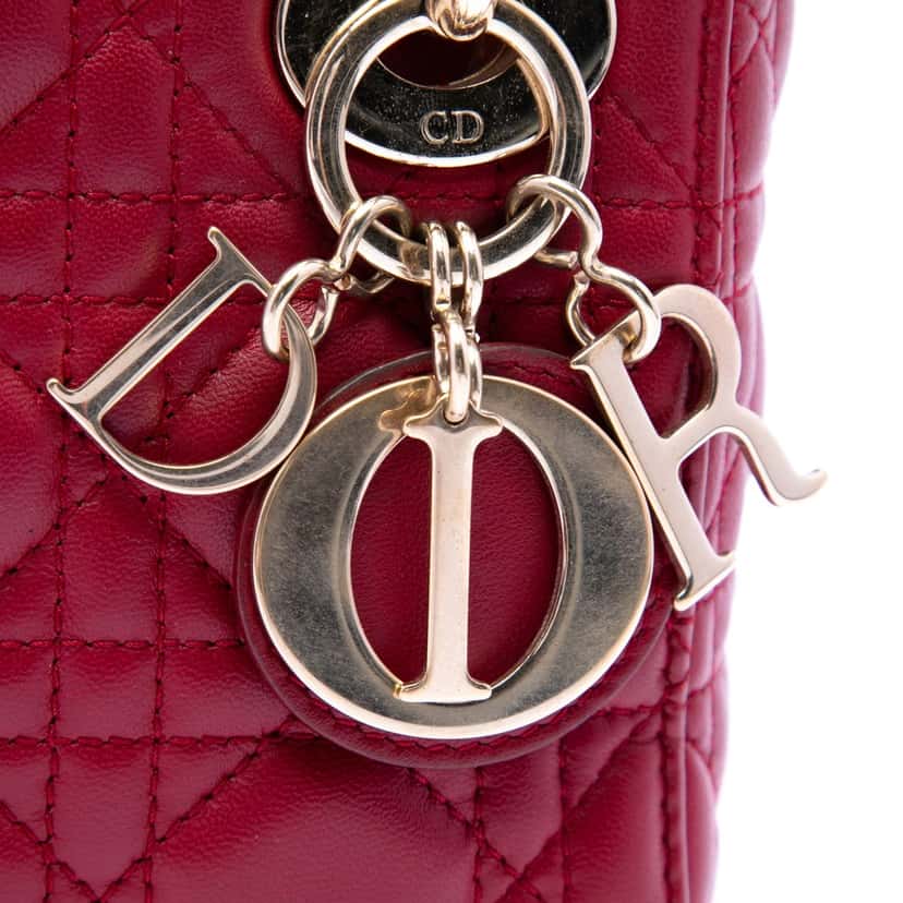 Dior Mini Lambskin Cannage Lady Dior Red Leather Very good condition - Box View