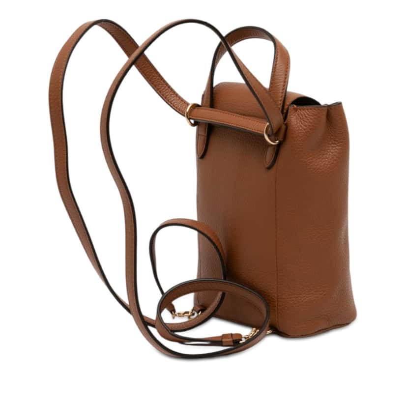Salvatore Ferragamo Mini Leather Double Gancini Backpack Brown Leather Very good condition - Back View