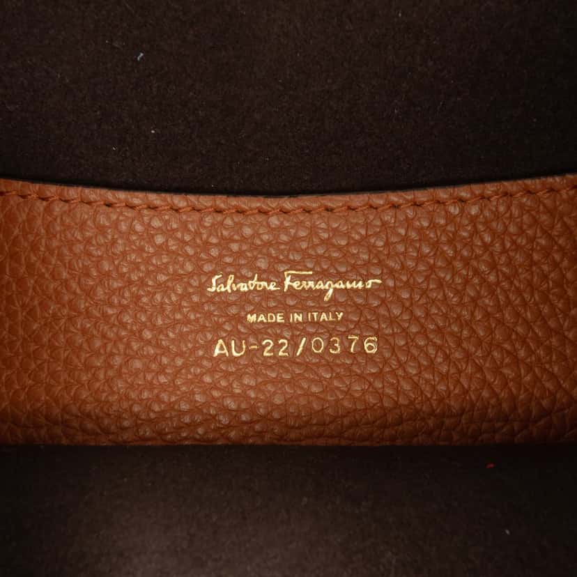 Salvatore Ferragamo Mini Leather Double Gancini Backpack Brown Leather Very good condition - Box View