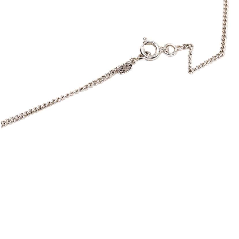Chanel CC Brass Enamel Pendant Necklace Silver Metal Very good condition - Model View