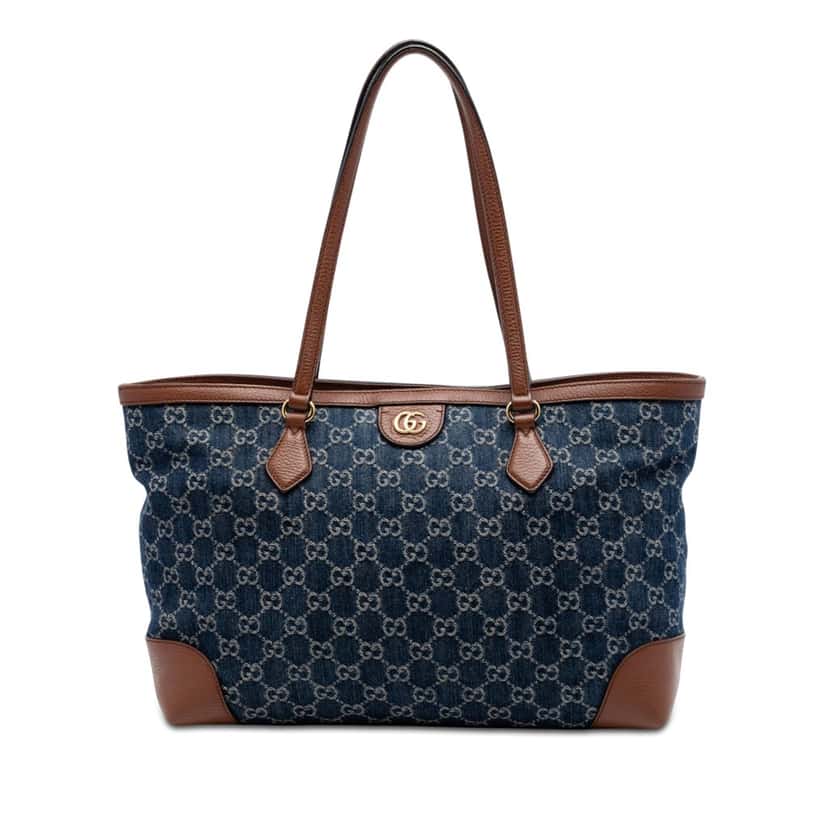 Gucci Medium GG Denim Ophidia Tote Blue Very good condition - Front View