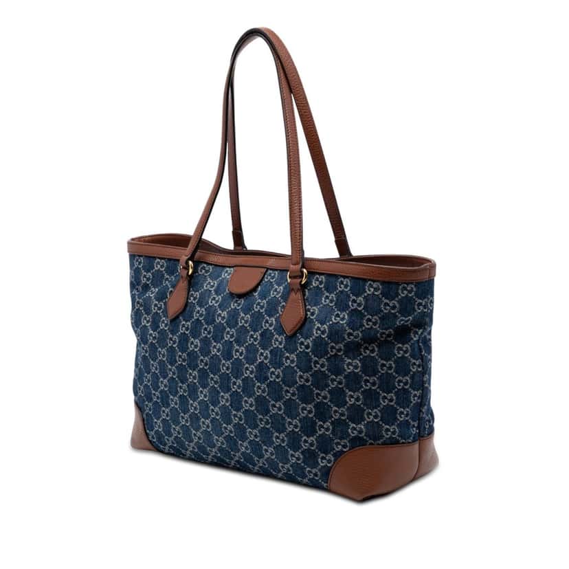 Gucci Medium GG Denim Ophidia Tote Blue Very good condition - Back View