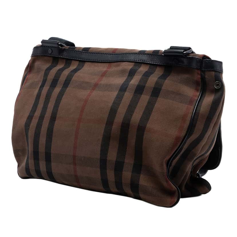 Burberry House Check Canvas Flap Crossbody Brown Very good condition - Back View