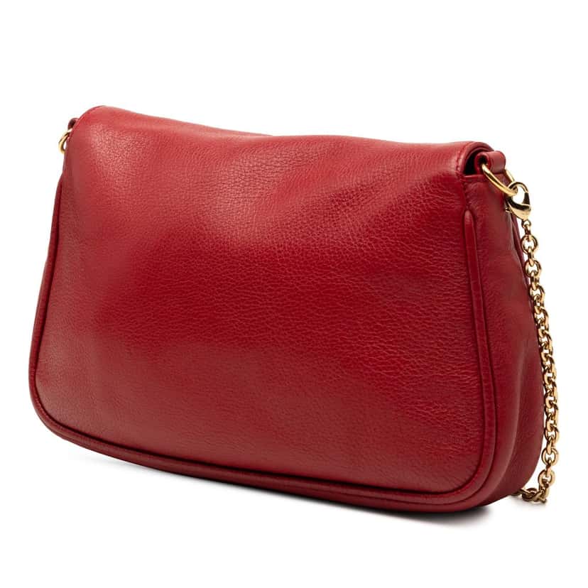Fendi Leather Fendista Pochette Crossbody Red Leather Very good condition - Back View