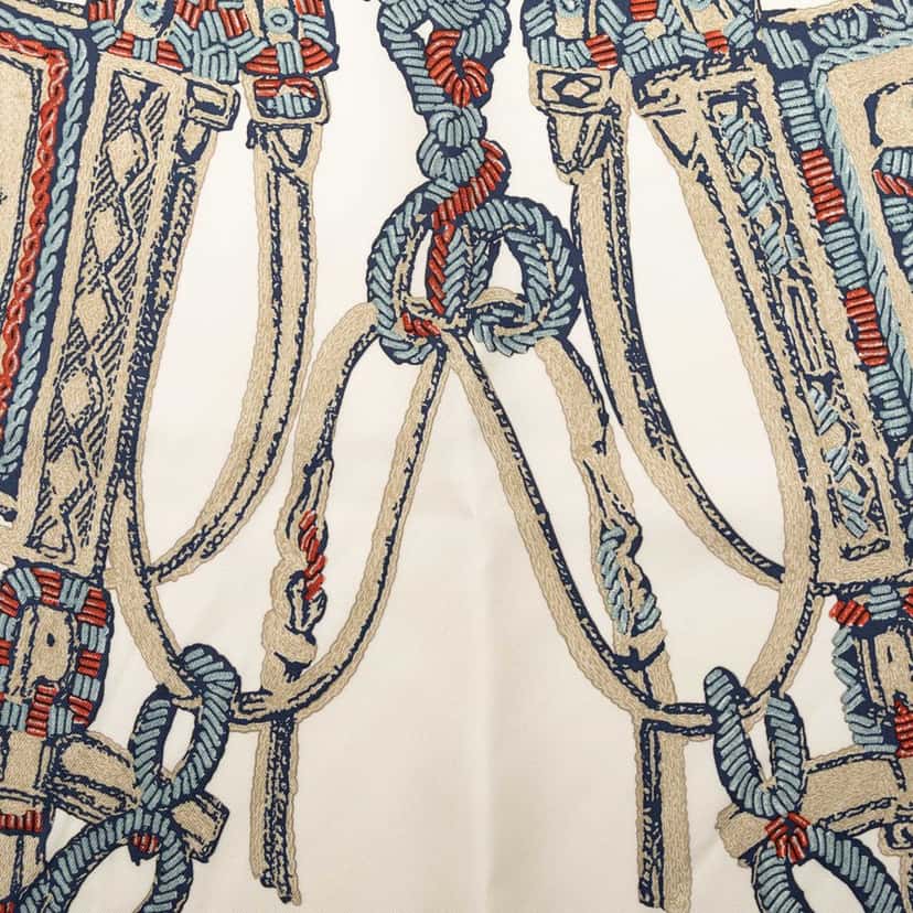 Hermès Brides De Gala Brode Main Silk Scarf 90 White Very good condition - Box View