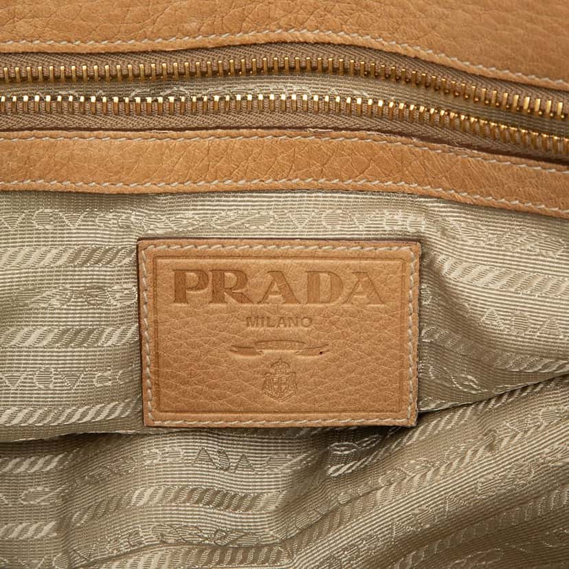 Prada Cervo Antik Shopping Satchel Beige Leather Very good condition - Box View