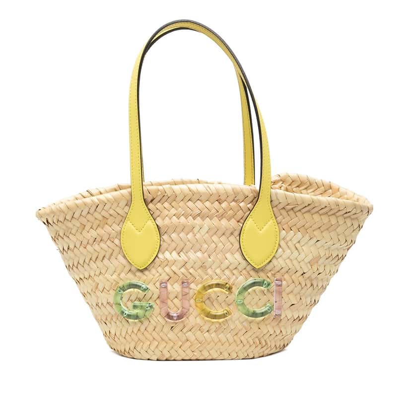 Gucci Straw Logo Tote Beige Very good condition - Front View