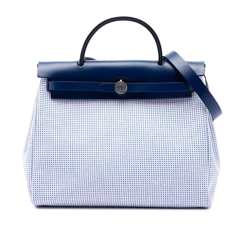 Hermès Toile Criss Viking Vache Hunter Herbag Zip 31 Blue Very good condition - Front View
