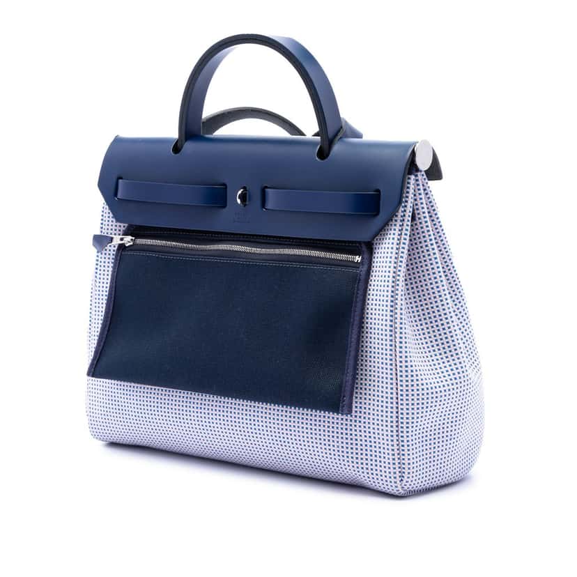 Hermès Toile Criss Viking Vache Hunter Herbag Zip 31 Blue Very good condition - Back View