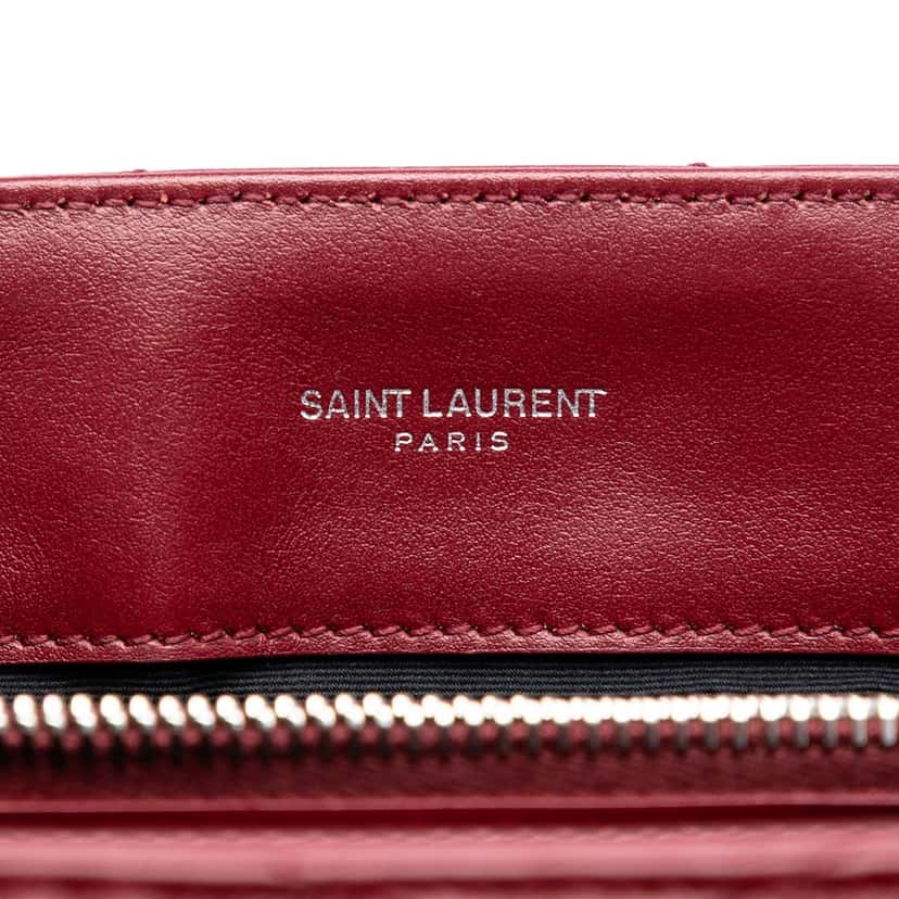 Saint Laurent Medium Matelasse Calfskin Monogram LouLou Shoulder Bag Red Leather Very good condition - Box View