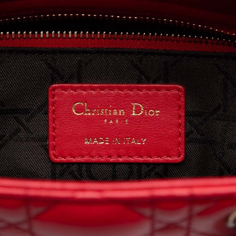 Dior Small Lambskin Cannage My ABCDior Lady Dior Red Leather Very good condition - Box View
