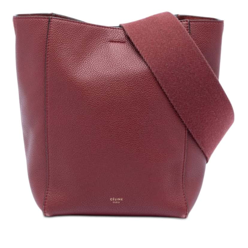 Celine Small Leather Seau Sangle Bucket Bag Red Leather Very good condition - Front View