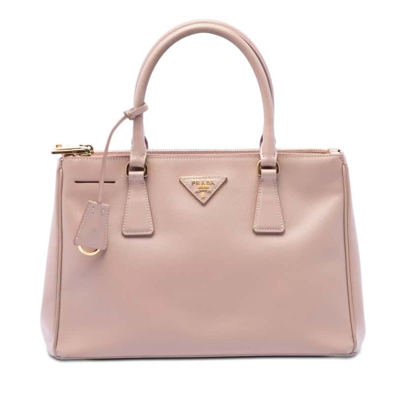 Prada Small Saffiano Lux Galleria Double Zip Satchel Pink Leather Very good condition - Front View