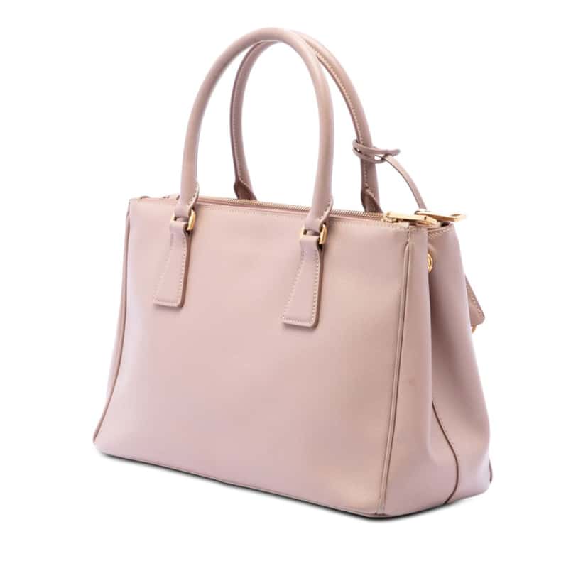 Prada Small Saffiano Lux Galleria Double Zip Satchel Pink Leather Very good condition - Back View