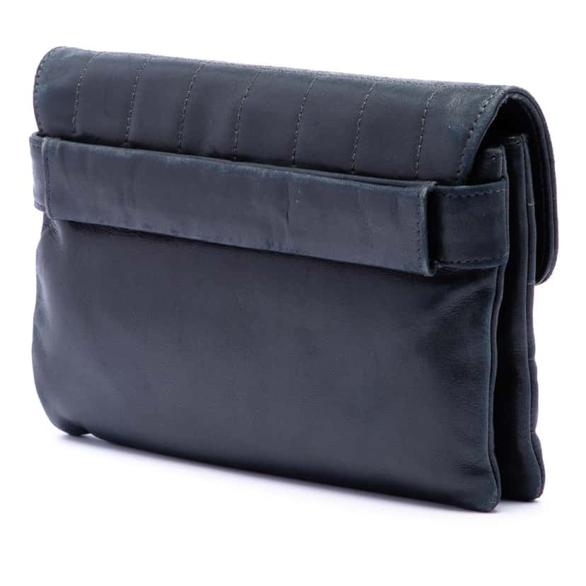 Chanel Choco Bar Lambskin Reissue 2.55 Flap Clutch Black Leather Very good condition - Back View