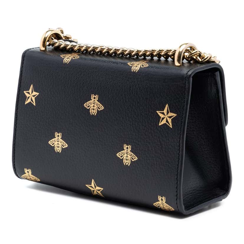 Gucci Small Calfskin Bee Star Padlock Crossbody Black Leather Very good condition - Back View
