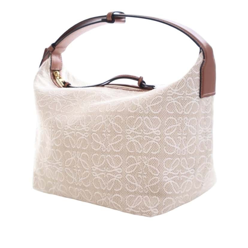 LOEWE Medium Anagram Canvas Cubi Bag Brown Very good condition - Back View