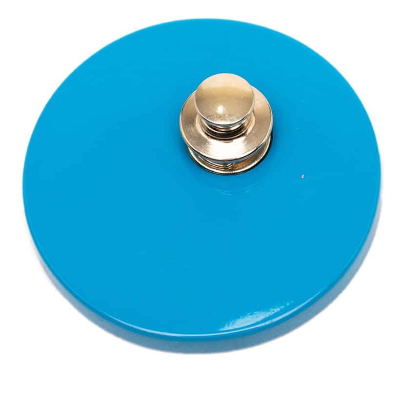 Chanel CC Bicolor Resin Shield Round Brooch Blue Plastic Very good condition - Back View