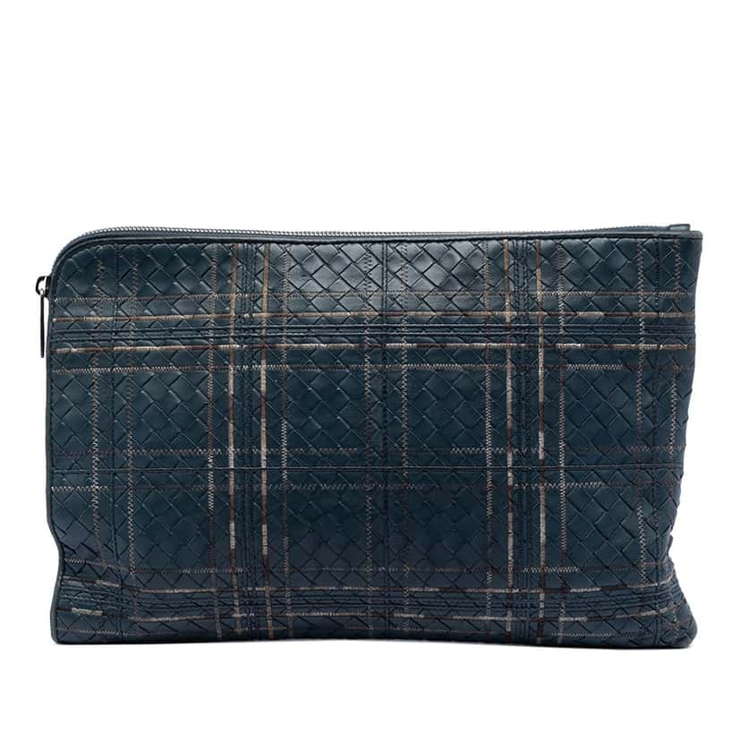 Bottega Veneta Nappa Intrecciato Metropolis Document Case Blue Leather Very good condition - Front View