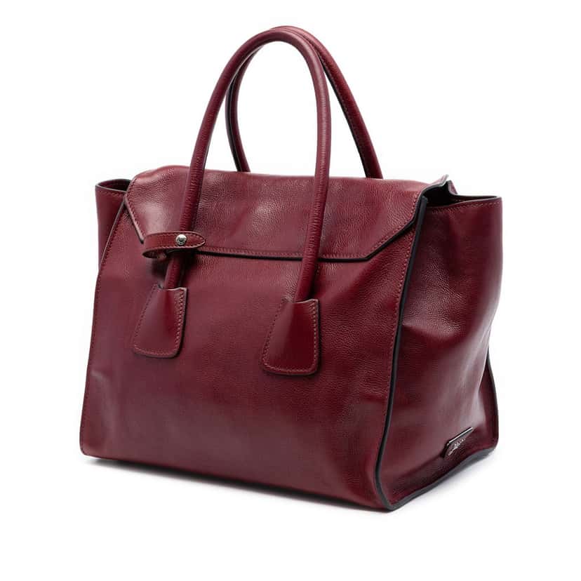 Prada Glace Calf Sound Lock Satchel Red Leather Very good condition - Back View