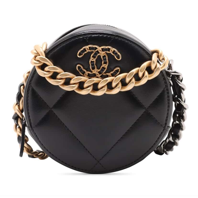 Chanel Lambskin 19 Round Clutch with Chain